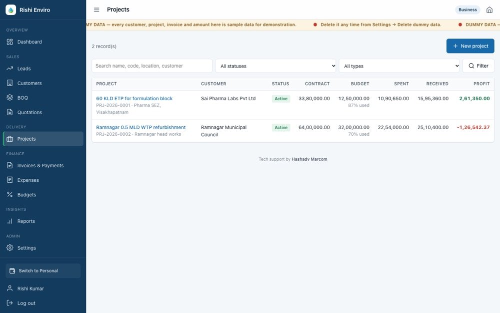 HashERP — Follow project budgets and delivery