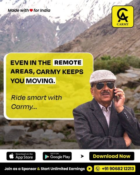 Carmy social media post, Even in the remote areas Carmy keeps you moving, with an elderly rider in the hills