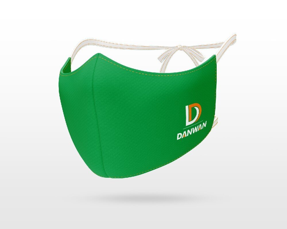 Green cloth face mask with the Danwan logo