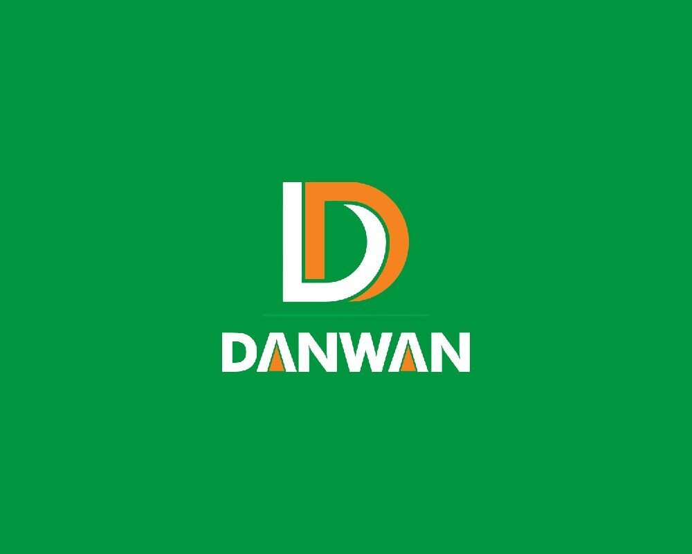 Danwan rice logo reversed out in white on brand green