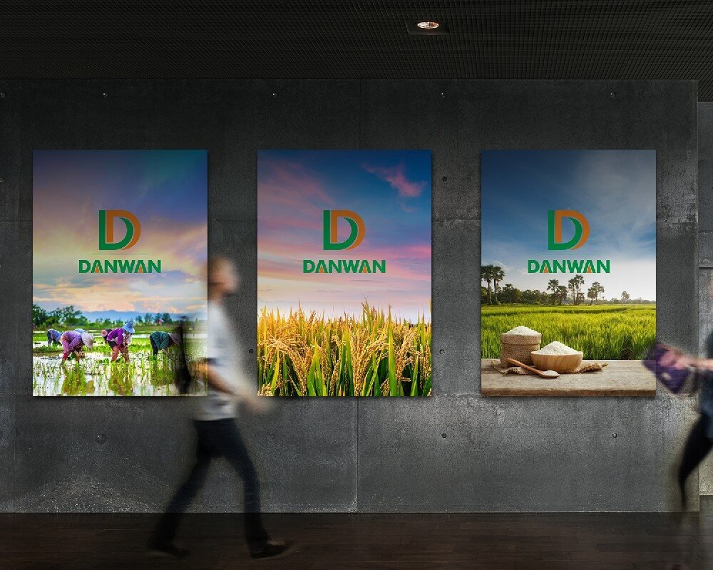 Danwan poster series of paddy fields and rice on a gallery wall
