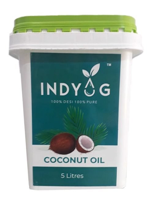 Indyog coconut oil 5 litre tub label design