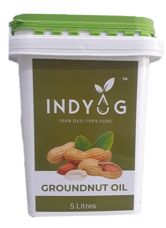 Indyog groundnut oil 5 litre tub label design