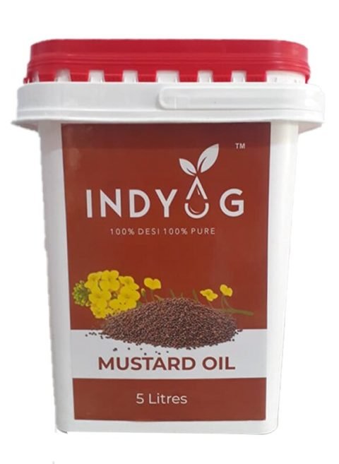 Indyog mustard oil 5 litre tub label design
