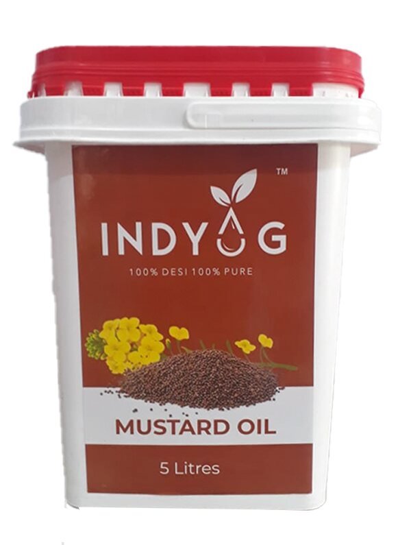 Indyog mustard oil 5 litre tub label design