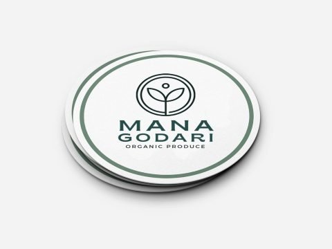 Round Mana Godari organic produce stickers