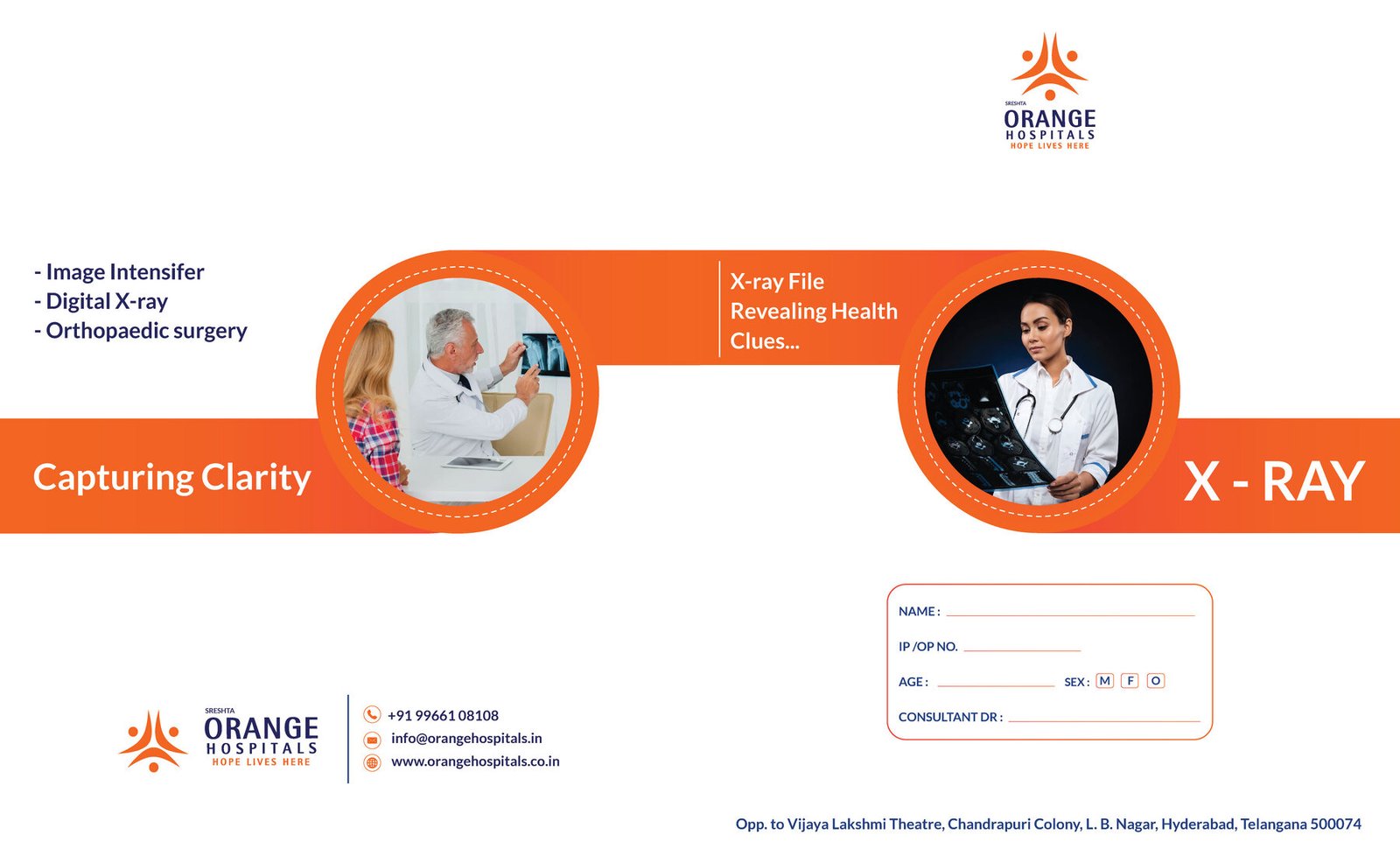 Orange Hospitals X-ray film cover, capturing clarity