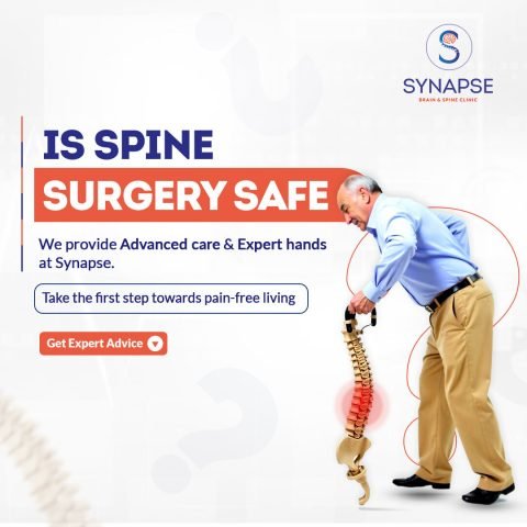 Synapse Instagram post, Is spine surgery safe, with an elderly man holding his back