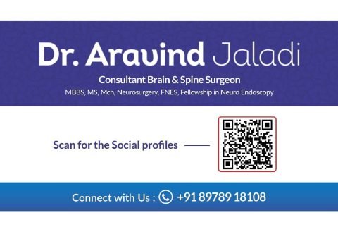 Synapse visiting card for Dr. Aravind Jaladi, consultant brain and spine surgeon